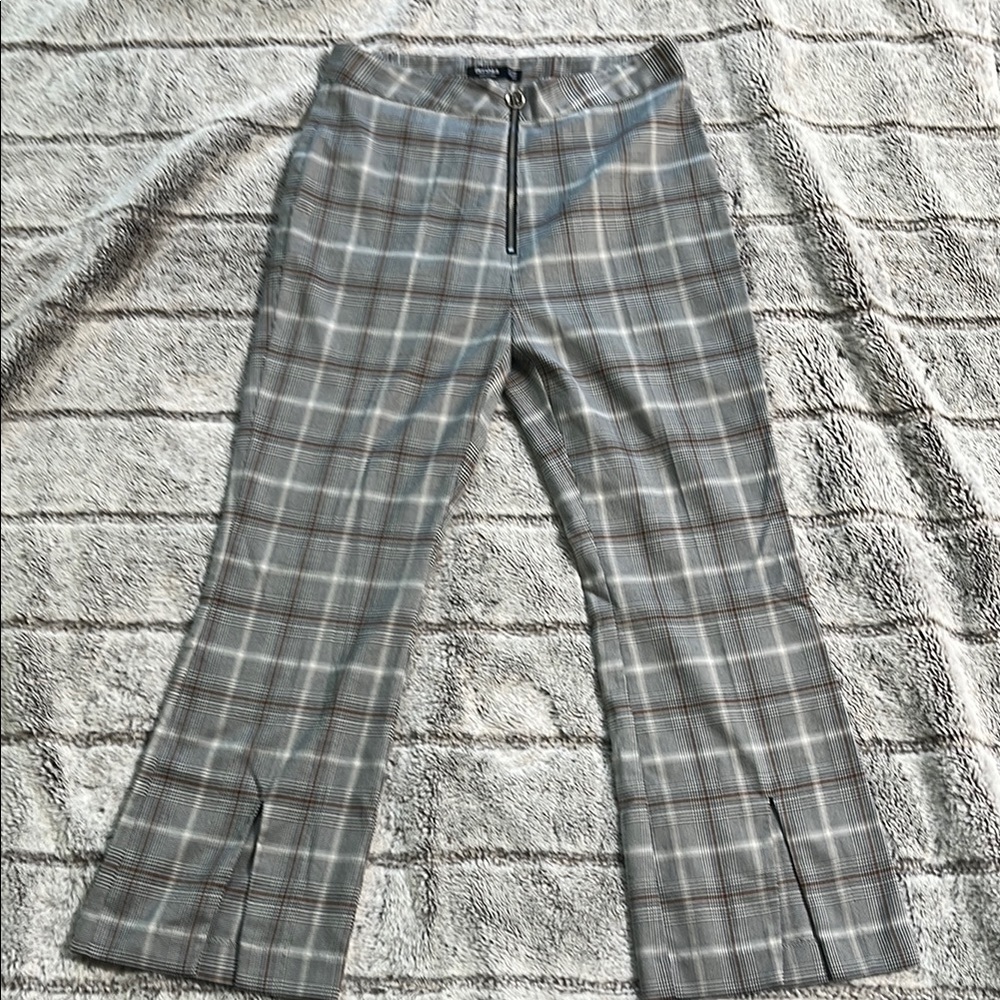 Bershka Black and White Plaid Pants